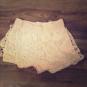 Cream Crochet Shorts